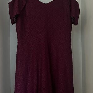 Elegant Plum Lace Fit & Flare Dress
